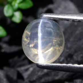 Sillimanite cat's eye branco natural 1,93ct, corte oval, transparente