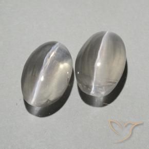 Pedras preciosas de Sillimanita Olho de Gato branco quente natural de 1.90 ct, oval, Transparente