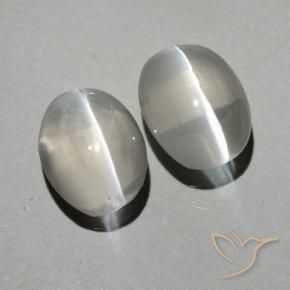 Pedras preciosas de Sillimanita Olho de Gato branco quente natural de 1.99 ct, oval, Transparente