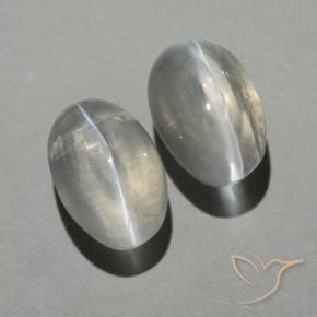 Pedras preciosas de Sillimanita Olho de Gato branco quente natural de 2.15 ct, oval, Transparente