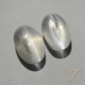 Pedras preciosas de Sillimanita Olho de Gato branco quente natural de 1.80 ct, oval, Transparente