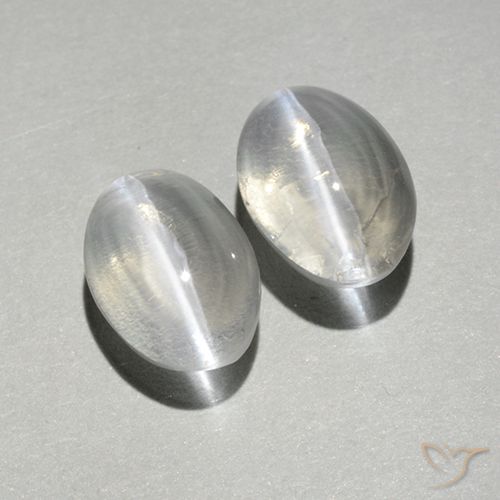 1.89ctw Natural branco quente Sillimanita Olho de Gato, oval, Transparente