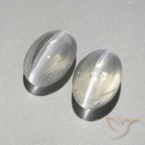 Pedras preciosas de Sillimanita Olho de Gato branco quente natural de 1.89 ct, oval, Transparente