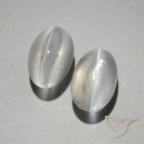 Pedras preciosas de Sillimanita Olho de Gato branco quente natural de 2.25 ct, oval, Transparente