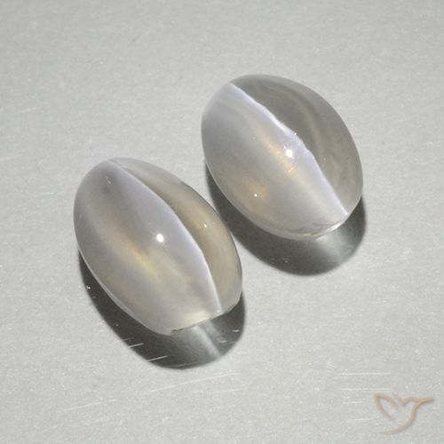 2.10ctw Natural branco quente Sillimanita Olho de Gato, oval, Transparente