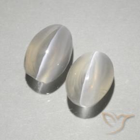 Pedras preciosas de Sillimanita Olho de Gato branco quente natural de 2.10 ct, oval, Transparente