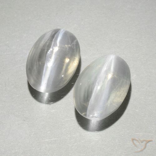 2.00ctw Natural Branco Sillimanita Olho de Gato, oval, Transparente