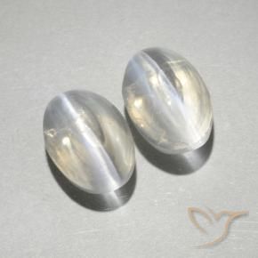 Pedras preciosas de Sillimanita Olho de Gato Branco natural de 2.00 ct, oval, Transparente