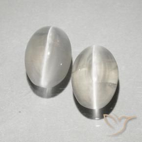 Pedras preciosas de Sillimanita Olho de Gato branco quente natural de 2.32 ct, oval, Transparente