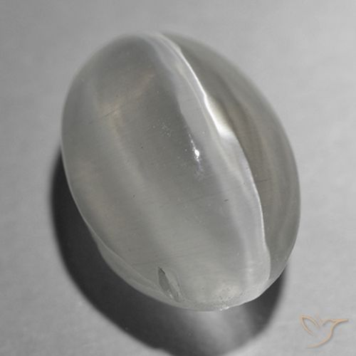 1.43ct Natural Cinza muito claro Sillimanita Olho de Gato, oval, Transparente