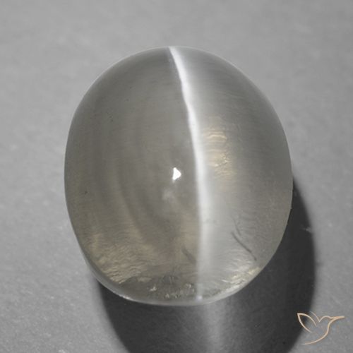 1.26ct Natural Cinza muito claro Sillimanita Olho de Gato, oval, Transparente