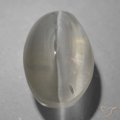 1.63ct Natural Cinza muito claro Sillimanita Olho de Gato, oval, Transparente