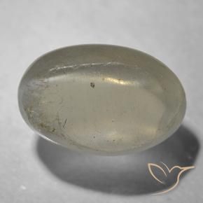 Sillimanita Olho de Gato Cinza muito claro Natural 1.41ct, oval, Transparente