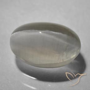 Sillimanita Olho de Gato Cinza muito claro Natural 1.43ct, oval, Transparente