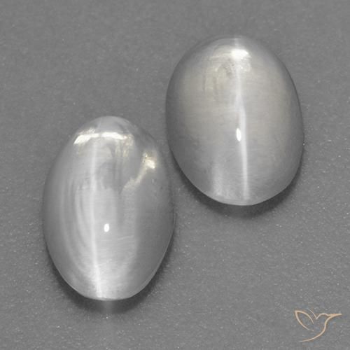 Pedras preciosas de Sillimanita Olho de Gato Branco natural de 2.08 ct, oval, Transparente