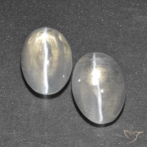 Pedras preciosas de Sillimanita Olho de Gato branco quente natural de 2.69 ct, oval, Transparente