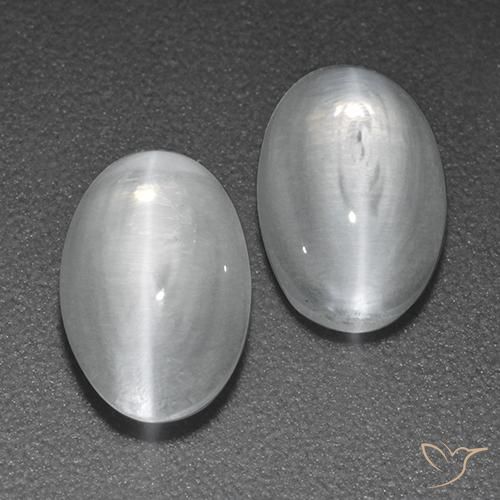 2.41ctw Natural Branco Sillimanita Olho de Gato, oval, Transparente