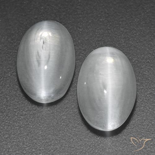 Pedras preciosas de Sillimanita Olho de Gato Branco natural de 2.41 ct, oval, Transparente