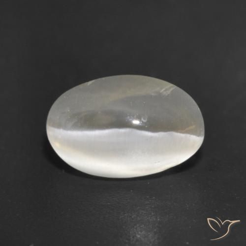 Sillimanita Olho de Gato branco quente Natural 1.23ct, oval, Translúcido