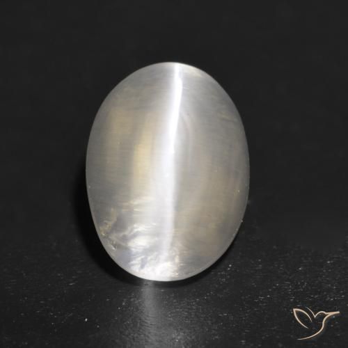 1.41ct Natural branco quente Sillimanita Olho de Gato, oval, Transparente