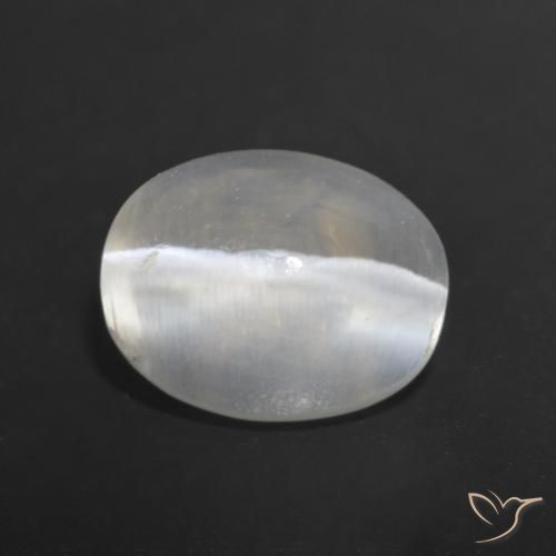 Sillimanita Olho de Gato branco quente Natural 1.24ct, oval, Transparente