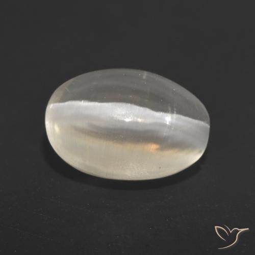 Sillimanita Olho de Gato Pérola Branca Natural 1.37ct, oval, Translúcido