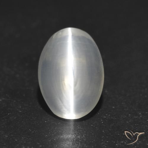 1.21ct Natural Branco Sillimanita Olho de Gato, oval, Transparente