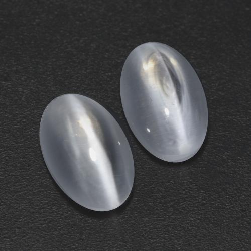 Pedras preciosas de sillimanite cat's eye branco natural de 2,45 ct, corte oval, transparente