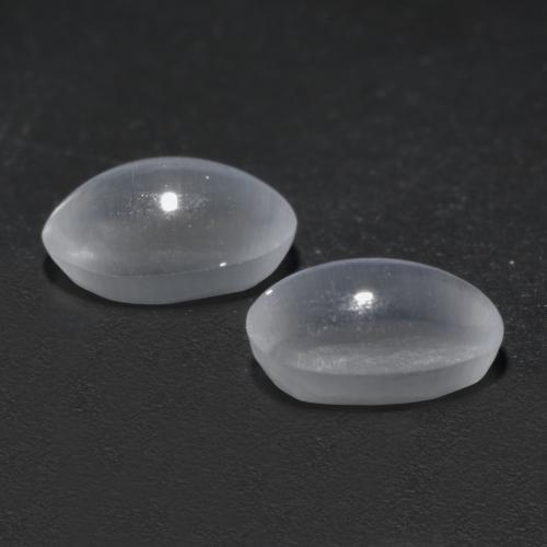 Pedras preciosas de sillimanite cat's eye branco natural de 2,45 ct, corte oval, transparente