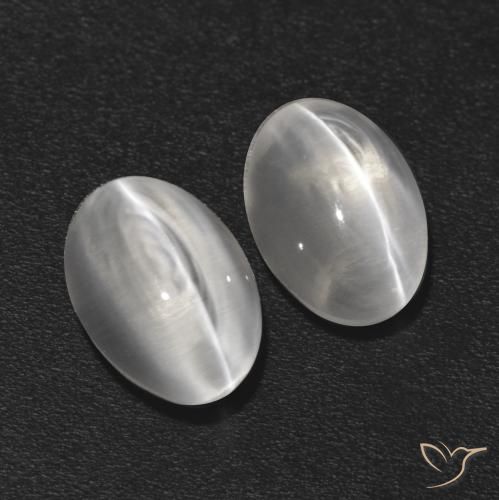 2.20ctw Natural Branco claro Sillimanita Olho de Gato, oval, Transparente