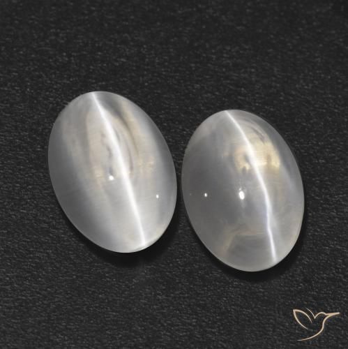Pedras preciosas de Sillimanita Olho de Gato Branco claro natural de 2.20 ct, oval, Transparente