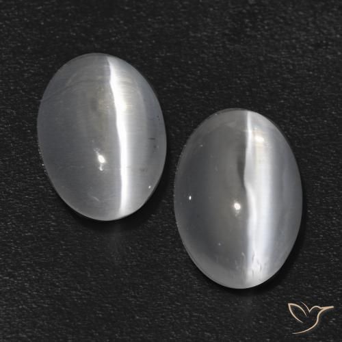 Pedras preciosas de Sillimanita Olho de Gato Branco claro natural de 1.37 ct, oval, Transparente