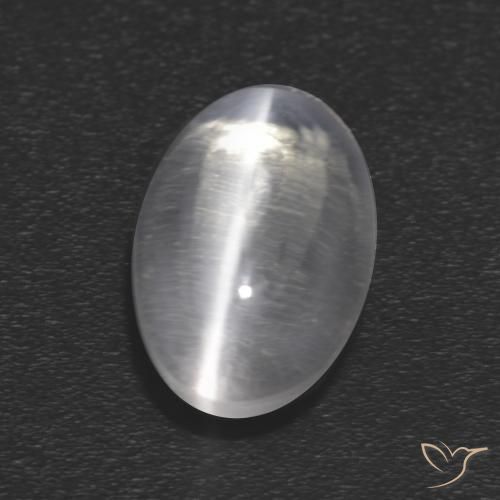Sillimanita Olho de Gato Branco claro Natural 1.21ct, oval, Transparente