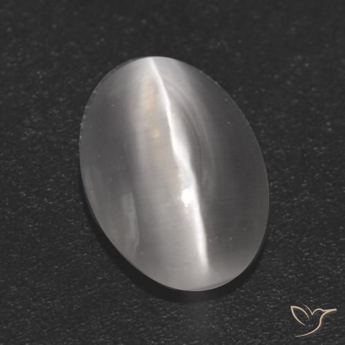 1.16ct Natural Branco claro Sillimanita Olho de Gato, oval, Transparente