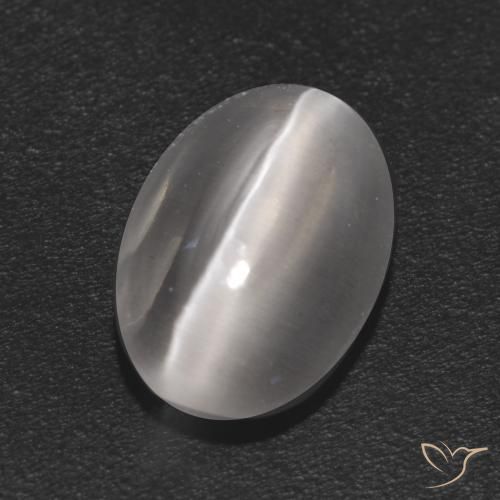 Sillimanita Olho de Gato Branco claro Natural 1.16ct, oval, Transparente