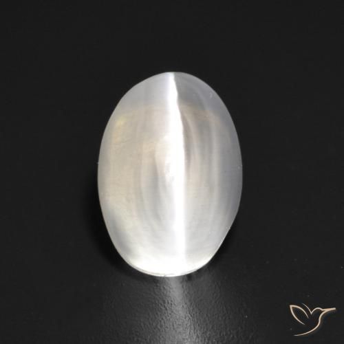 1.55ct Natural Branco Sillimanita Olho de Gato, oval, Transparente