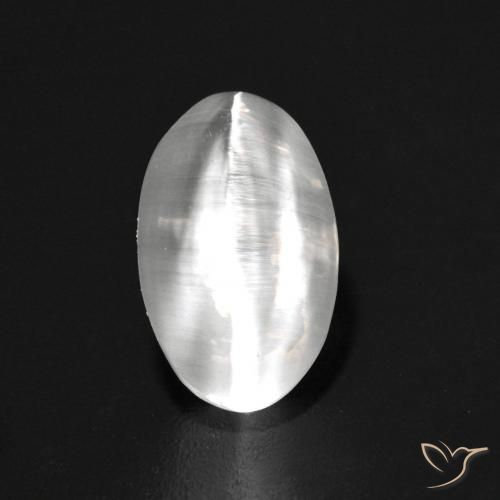 1.42ct Natural Branco Sillimanita Olho de Gato, oval, Transparente