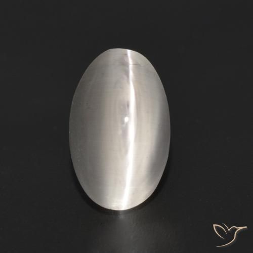 1.35ct Natural Cinza muito claro Sillimanita Olho de Gato, oval, Transparente