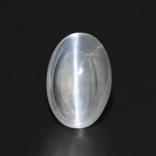 Sillimanita olho de gato branco azulado natural 1,55ct, corte oval, transparente