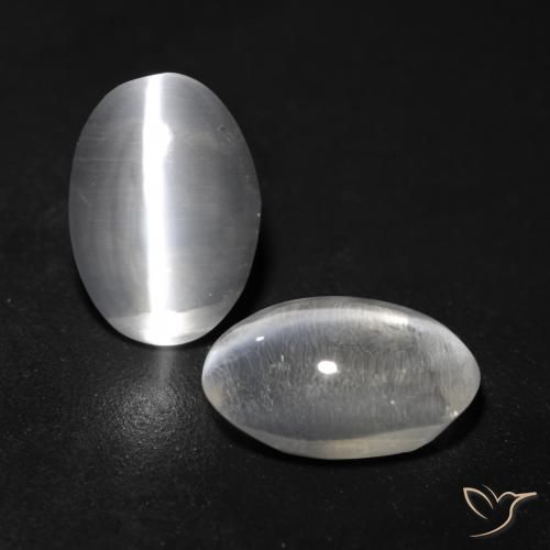 2.07ctw Natural Branco claro Sillimanita Olho de Gato, oval, Transparente