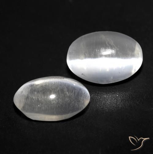 Pedras preciosas de Sillimanita Olho de Gato Branco claro natural de 2.07 ct, oval, Transparente