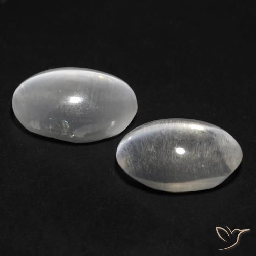 Pedras preciosas de Sillimanita Olho de Gato Branco claro natural de 2.07 ct, oval, Transparente