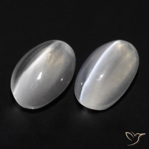 1.72ctw Natural Branco Sillimanita Olho de Gato, oval, Transparente