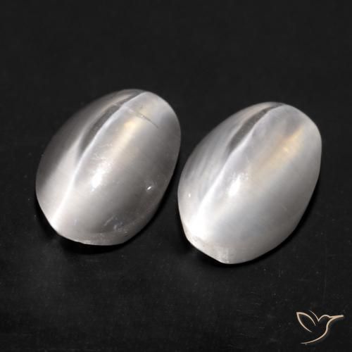 Pedras preciosas de Sillimanita Olho de Gato Cinza muito claro natural de 1.70 ct, oval, Transparente