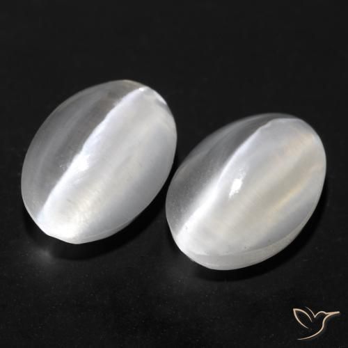 2.20ctw Natural Branco Sillimanita Olho de Gato, oval, Transparente