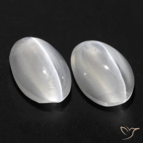 Pedras preciosas de Sillimanita Olho de Gato Branco natural de 2.20 ct, oval, Transparente