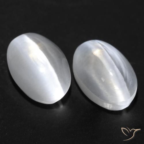 2.23ctw Natural Branco Sillimanita Olho de Gato, oval, Transparente