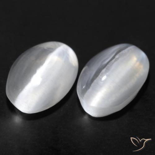 Pedras preciosas de Sillimanita Olho de Gato Branco natural de 2.23 ct, oval, Transparente