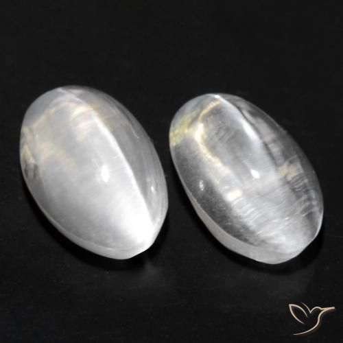 1.70ctw Natural Branco Sillimanita Olho de Gato, oval, Transparente