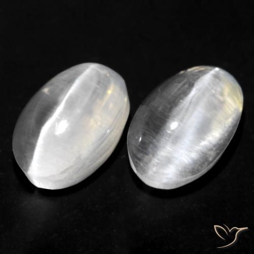 Pedras preciosas de Sillimanita Olho de Gato Branco natural de 1.70 ct, oval, Transparente